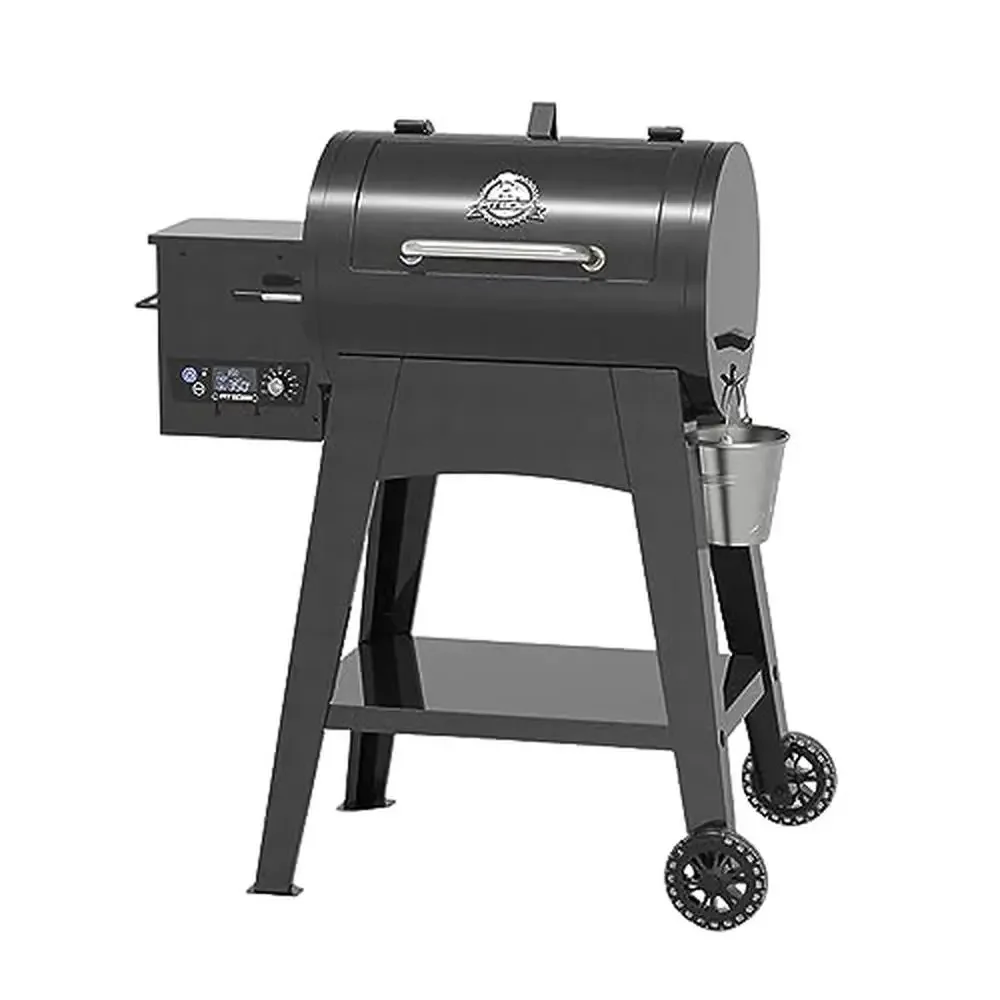 

Pellet Grill 518 Square Inches 180-500 Degree Range LCD Screen Black Steel Grids 5 Pound Hopper Matt Black Finish Hardwood