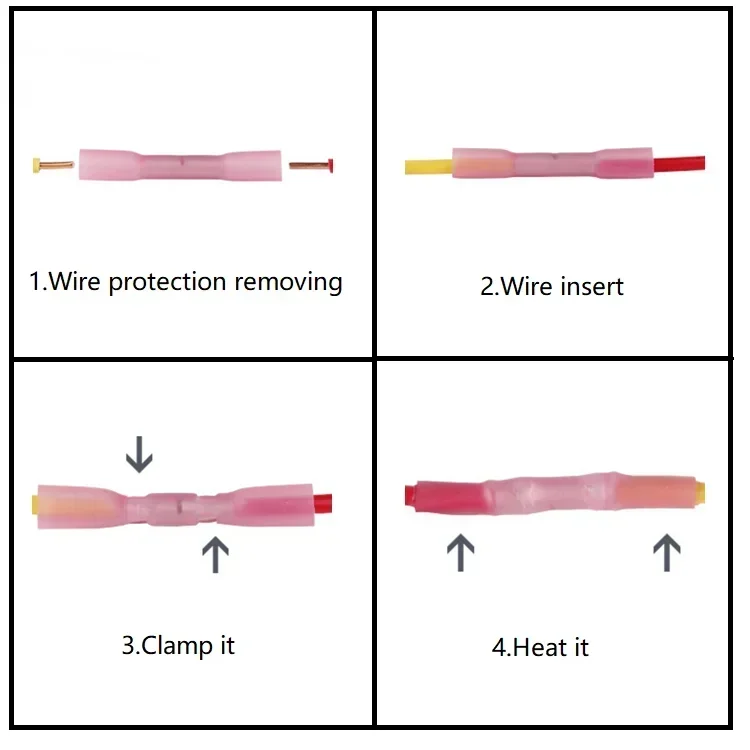 WireTerminal Heat Shrinkable Tube BHT0.5 BHT1.25 BHT2 BHT5 For AWG22-10 Waterproof Butt Crimp Copper Insulated Connectors