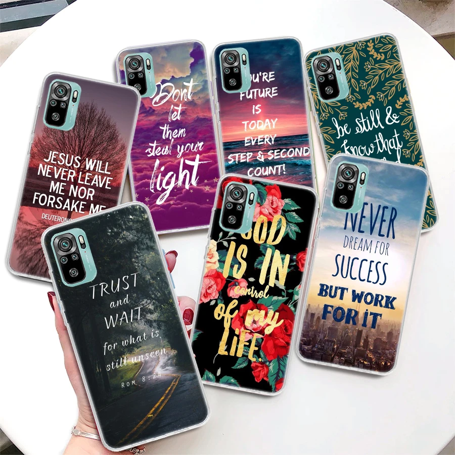 Bible Quotes Cheer Up Coque Phone Case For Xiaomi Redmi Note 13 12S 12 11S 11T 11E Pro Plus 11 10 10S 9 9S 8 8T 5G Cover Note 10