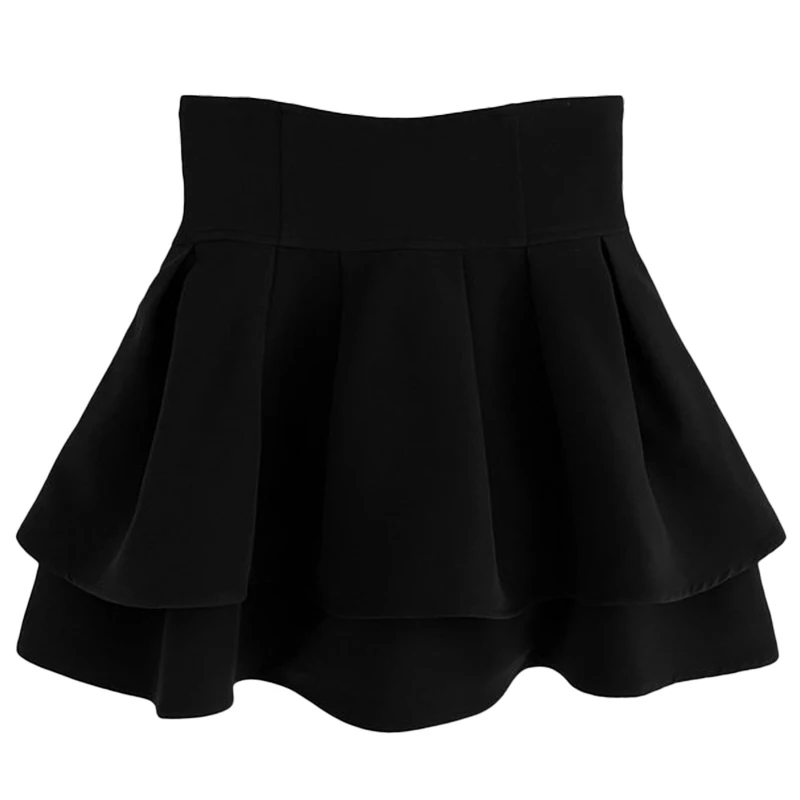 Lautaro Frühling Sommer Kurzer Schwarzer Süßer Niedlicher Kawaii Mehrlagiger Minirock Damen Hohe Taille Cutecore Kleidung Japanischer Stil Mode