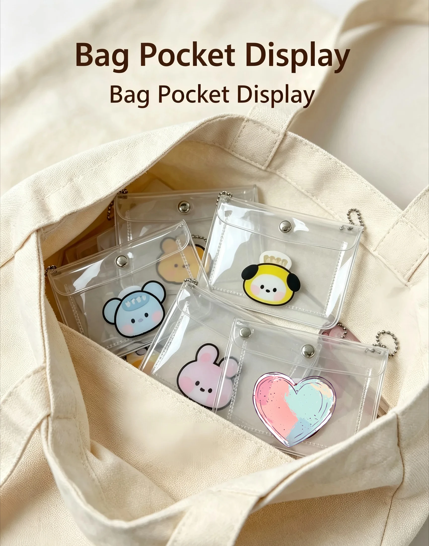 BT21 Transparent Card Pack Student Portable Public Transport Document Bank Card Protection Set Cartoon Wallet view 2
