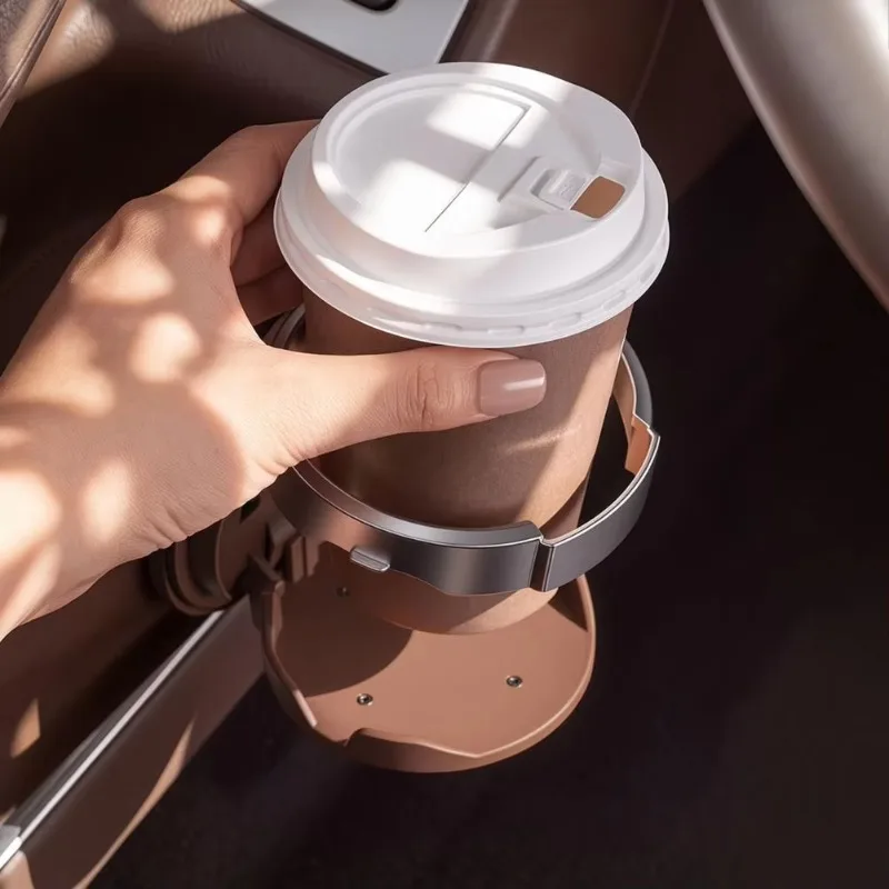 Universal Foldable Car Cup Holder for Door Panel, Adjustable Automotive Drink Organizer Space Saving for Tumblers Coffee Cups