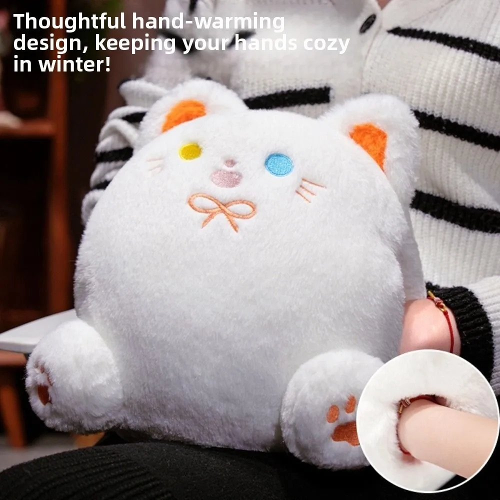 

PP Cotton Calico Cat Plush Toys Smile Plump White Cat Plush Pillow Funny with Hand Pocket Black Cat Plush Doll Children Girl
