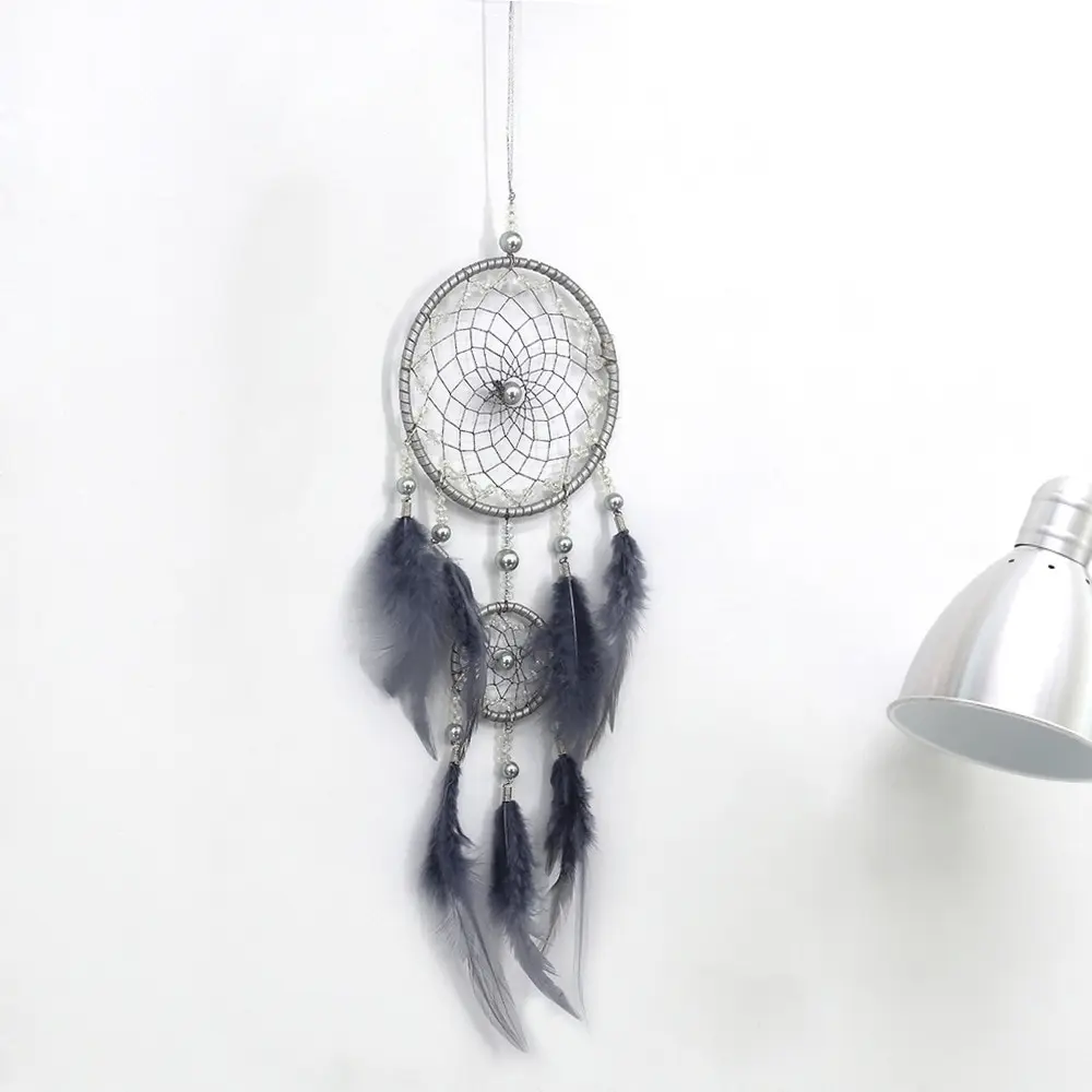 Gray Two-Ring Dream Catcher Wall Decoration Ins Style Home Dream Catcher Wall Decoration Pendant