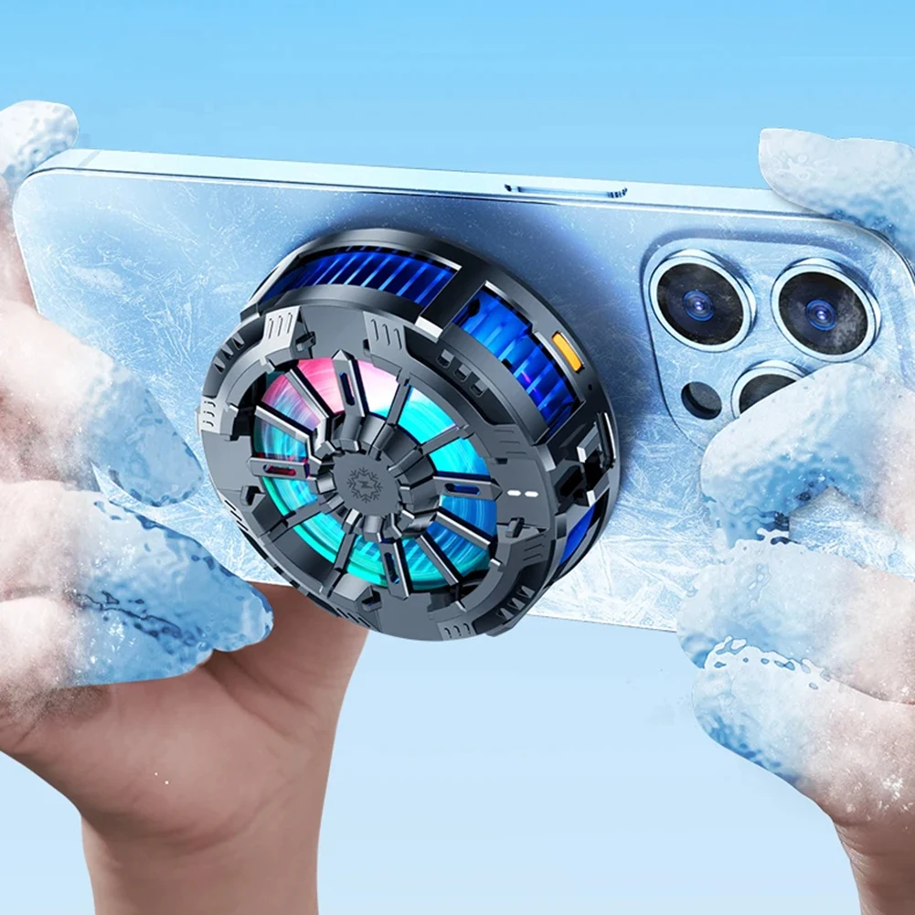 Magnetic & Back Clip Mobile Phone Cooler Radiator 3 Speeds Adjustable RGB Semiconductor Radiator for PUBG for iPhone 15 14 13 12