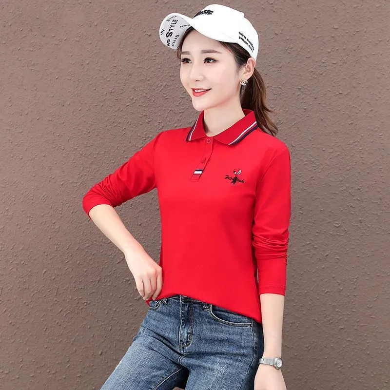 2023 Summer Women Slim Golf Polo Shirts Lady Casual T Shirts 95% Cotton Embroidery Logo Female Short Sleeve Shirt Office Tops