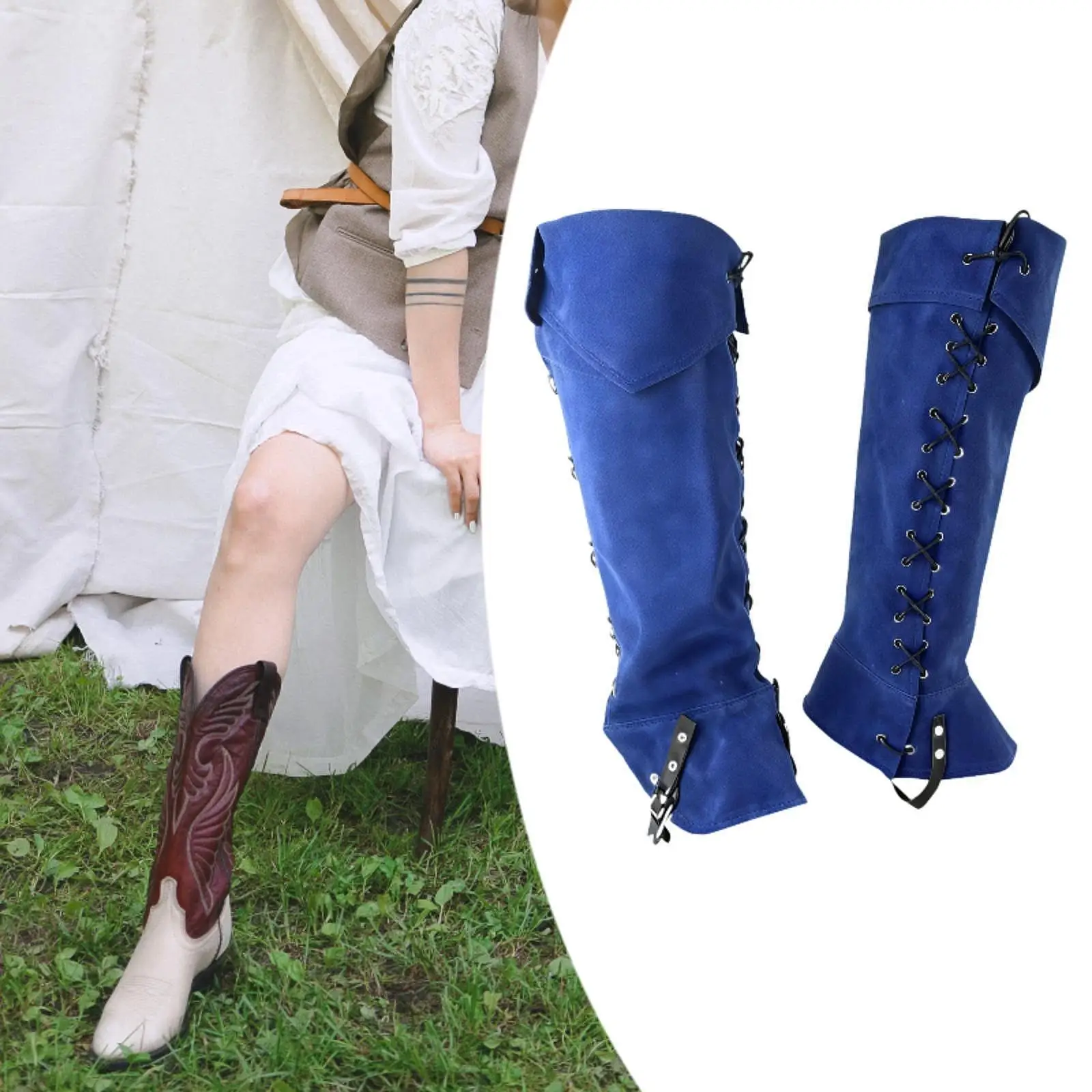 中世の海賊ブーツカバー、ハイキングや演劇の衣装用ゲイター