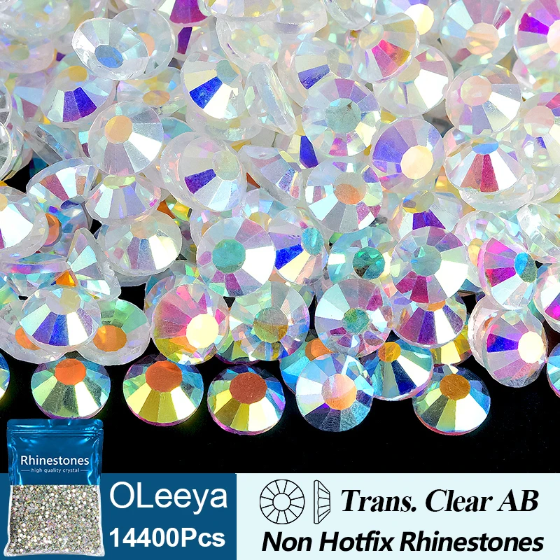 OLeeya Wholesale SS3-SS20 14400PCS/PACKS Glass Rhinestones Crystal Glue Flatback 3D Stones For Nail Art Decoration Clothing DIY