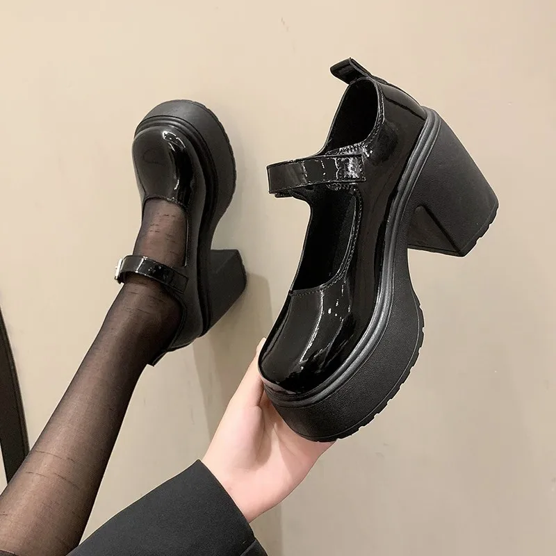 Women Shoes 2023 Platform Round Toe Women's High Heels Buckle Strap Mary Jane Women's Goth Heel Party Shoes for Women