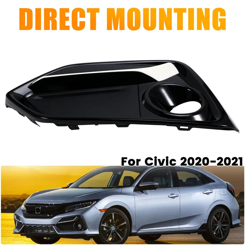Picture 7: X39A-Left Front Bumper Fog Light Cover Trim Headlights Covers Frame Hole For Honda Civic Type R 2017-2021
