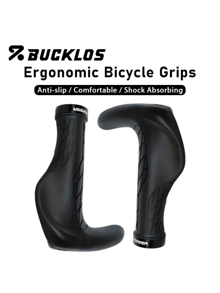 AliExpress BUCKLOS Rubber Bicycle Grips Ergonomics Bicycle Handlebar Grips Non-slip MTB Cuffs Durable Black Mountain Bike Handle Cover