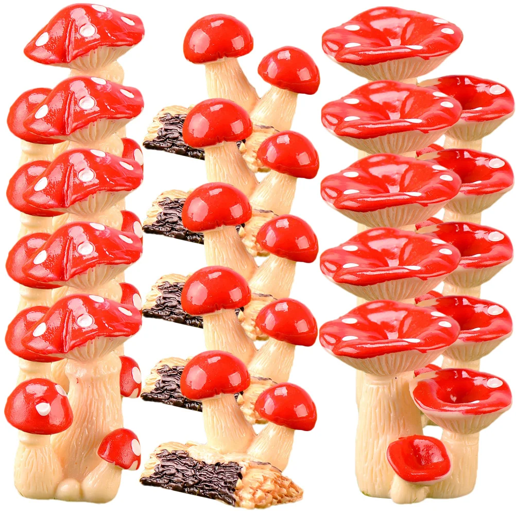 

15 Pcs Simulated Mushroom Ornament Fairy Figurines Toy Miniature Figure Small Statue Decoration Resin