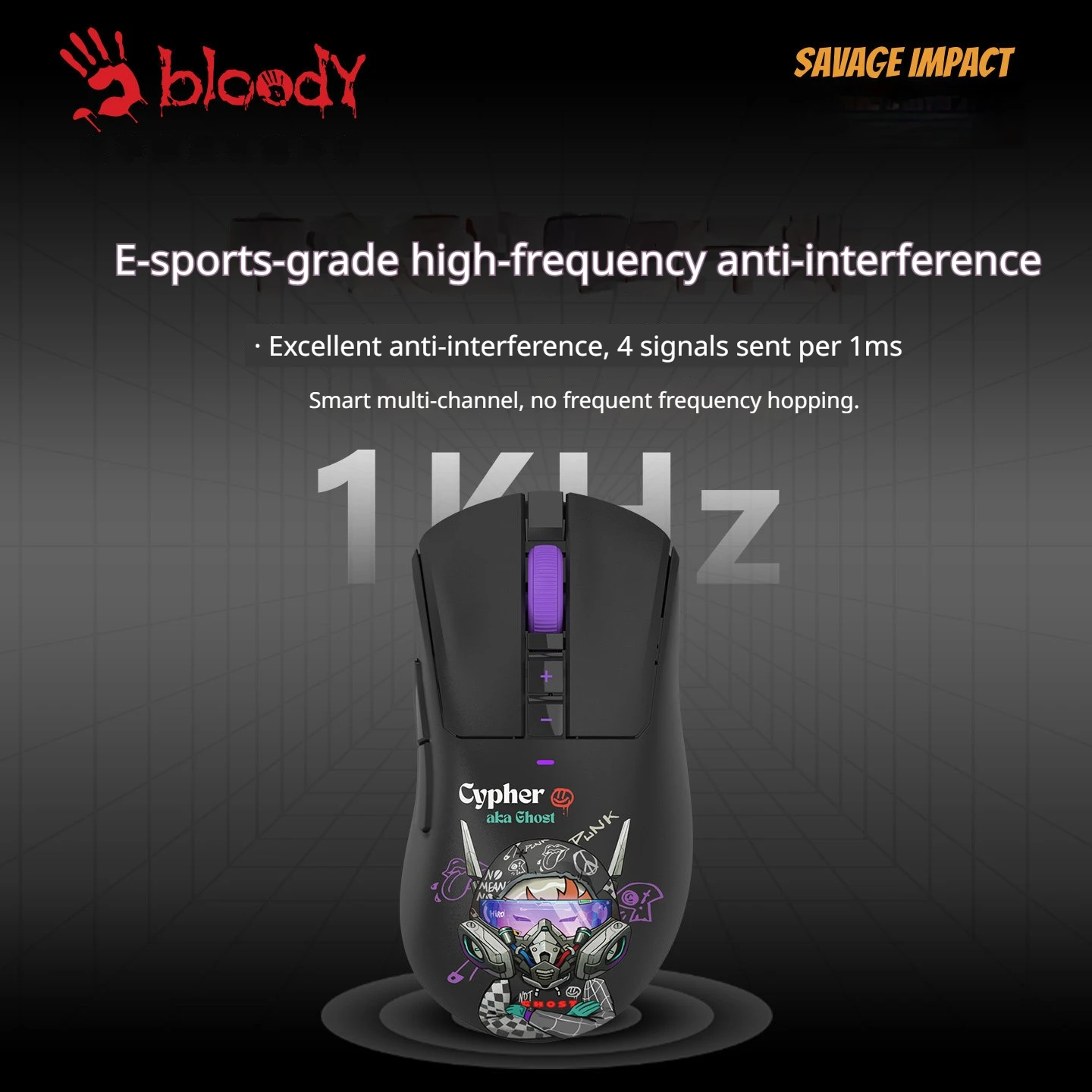 Bloody x Savage Impact R73QUltra Lightweight Wireless Mouse with L-shaped Charging Receiver E-sports Game Mouse Mirage/Cypher