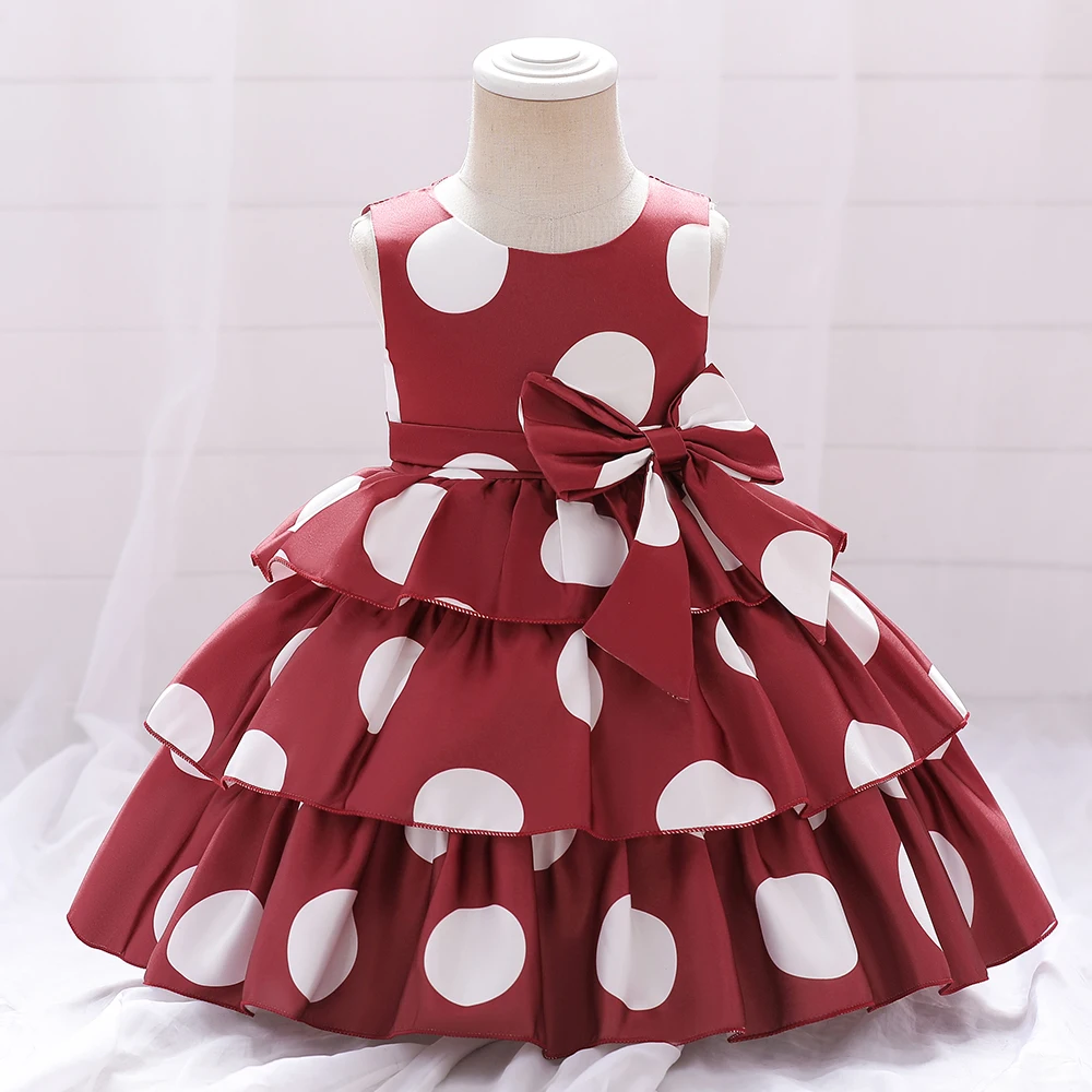 Summer Baby Girl Dress Infant 1 anno abiti da festa di compleanno per ragazze Dot Bow Princess abito da sposa abito da battesimo neonato