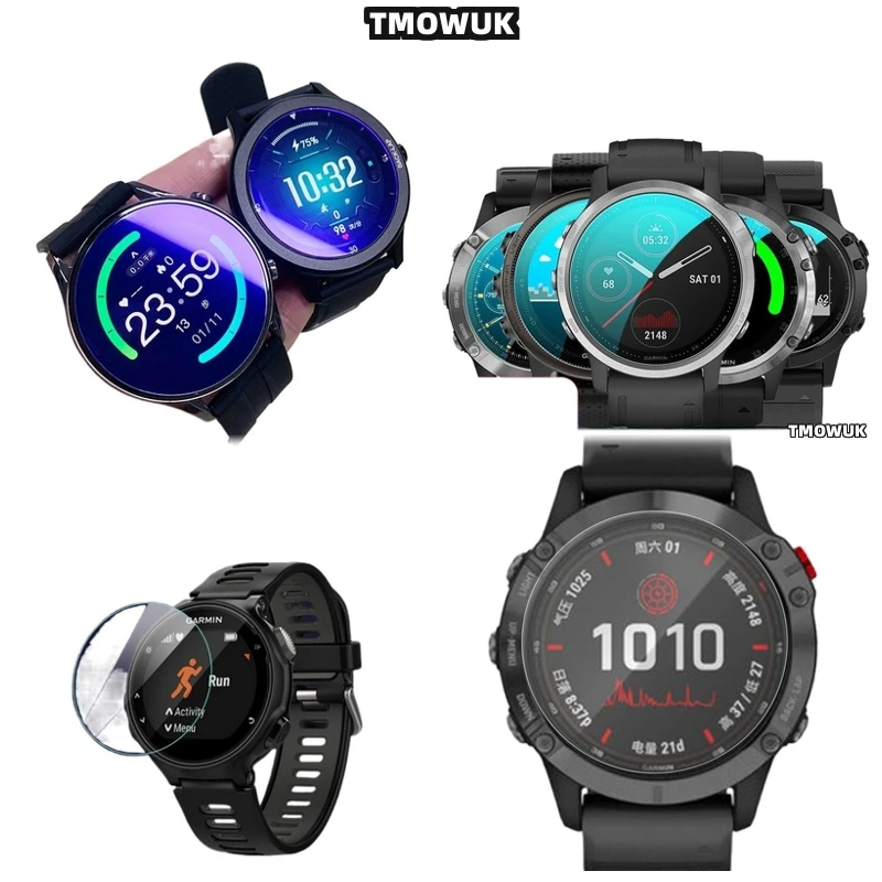 

For Garmin Fenix 6 6S 6X Pro Silver Tempered Glass Screen Protector Smart Watch HD Anti-Scratch 9H Hardness Protector Film