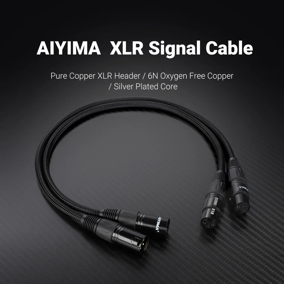 AIYIMA 1Pair 0.5m XLR Cable 6N OFC Male to Female Microphone