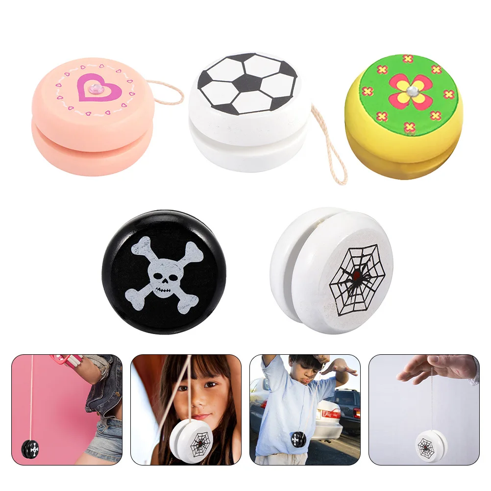5pcs Wooden For Kids High-Quality Finger Wrist Strength Training Portable Colorful Children'S Yoyo Gift Durable