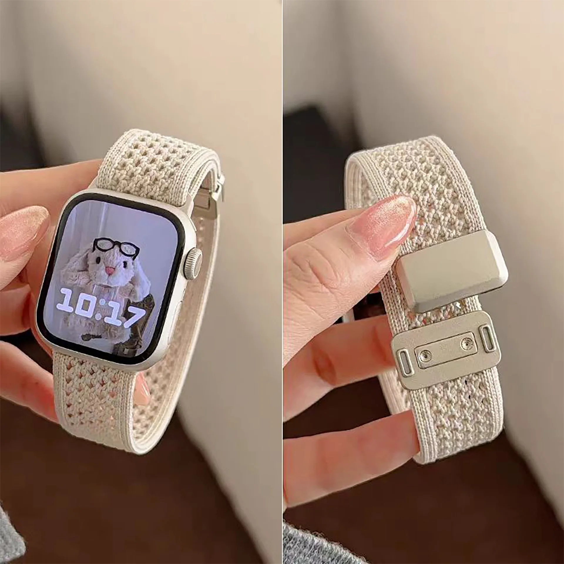 Magnetic Braided Breathable Strap for Apple Watch Bands 42mm 40mm 44mm 41mm 45mm Hollow-Out Band for iWatch Series 11 10 9 8 SE