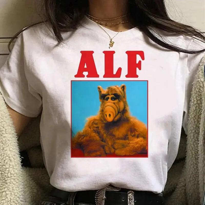 Alf Printed Y2K T-shirt Women 90s Trend New Female Tee Fashion Cartoon Short Sleeve T Shirt Graphic Top Print Ladies Clothing