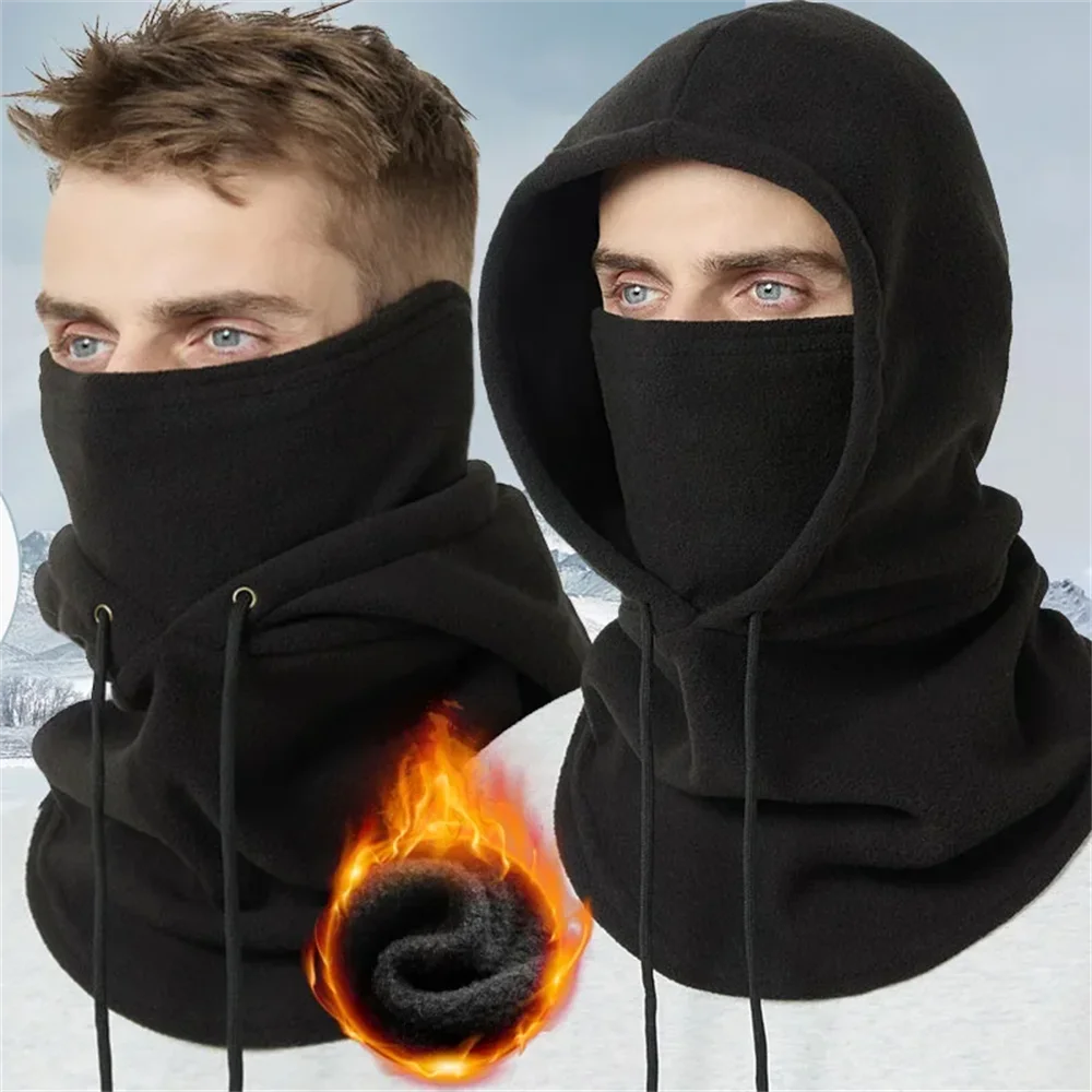 Winter Thermal Fleece Hat Hooded Outdoor Windproof Cold Warm Skiing Sport Balaclava Men Women Neck Warmer Cycling Face Mask Caps