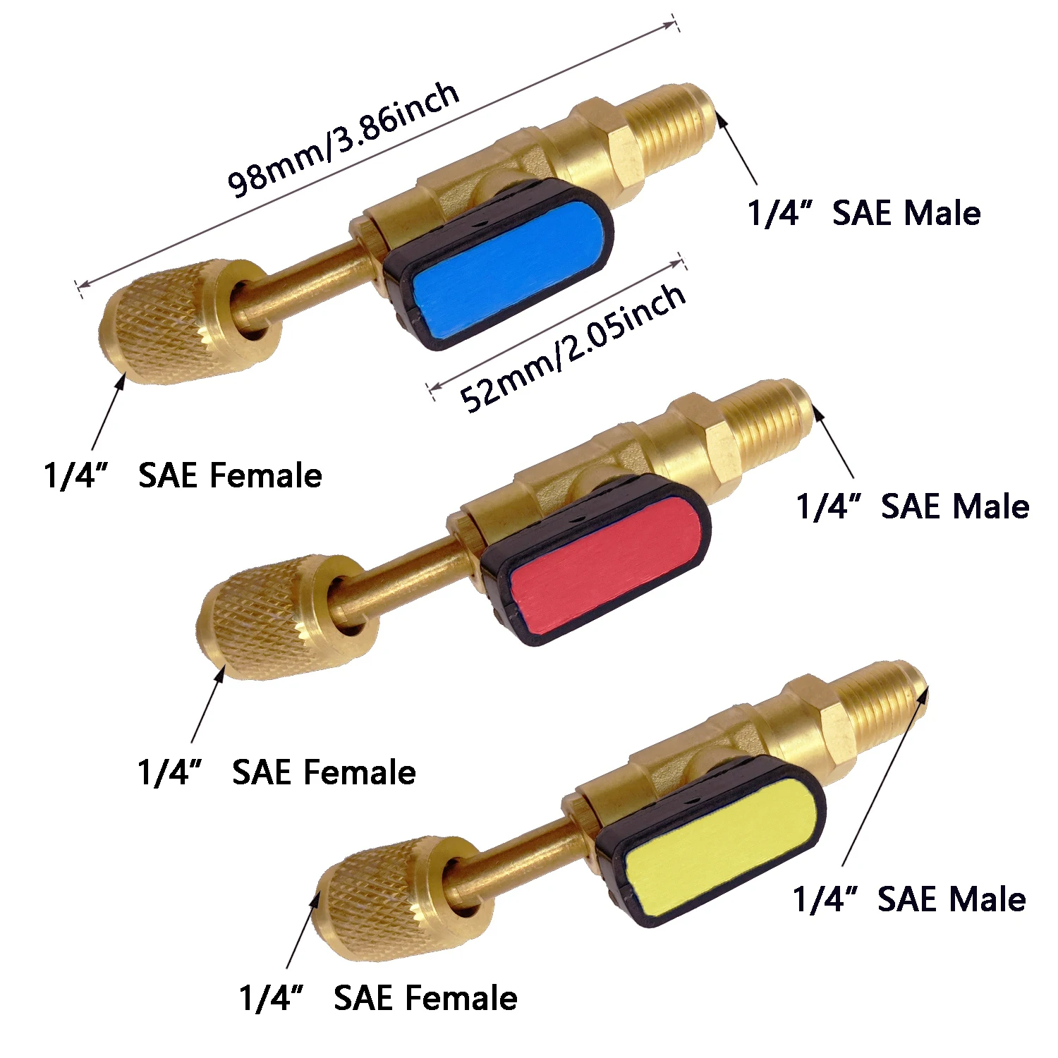 Air Conditioning Refrigerant Angled Shut-Off Ball Valve 1/4