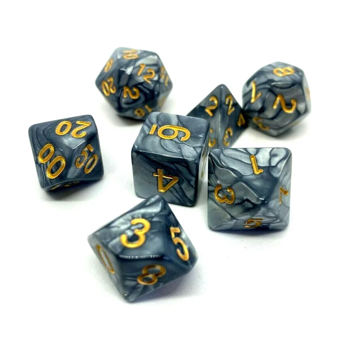 7 Pcs Set Pearl Blue Polyhedral Table Game Digital Number Dice 16mm for DND TRPG RPG D20 D12 D10 D8 D6 D4 Board Gaming Dices Kit