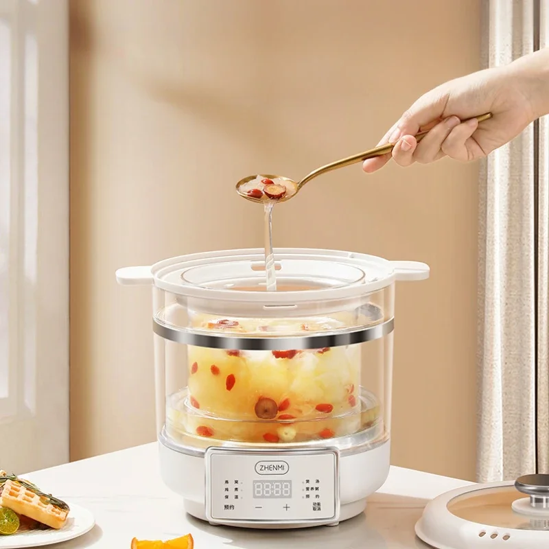 Pentola elettrica per stufato stufato elettrico a prova di acqua di grande capacità tazza per stufato di vetro per uso domestico Porridge cottura artefatto pentola per zuppa automatica