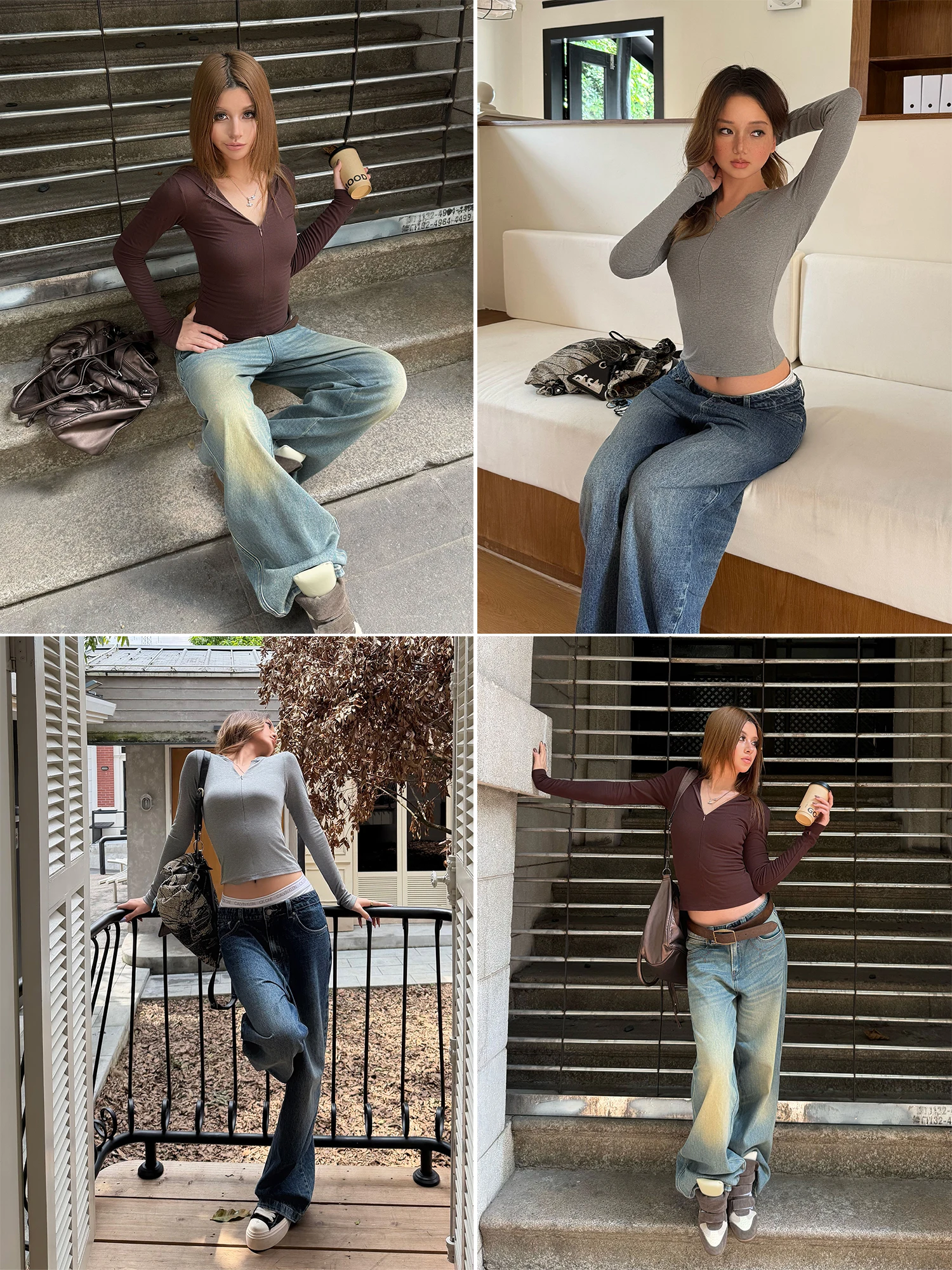 Women Long Sleeve Hidden Zipper Hooded Tee Tshirt Top