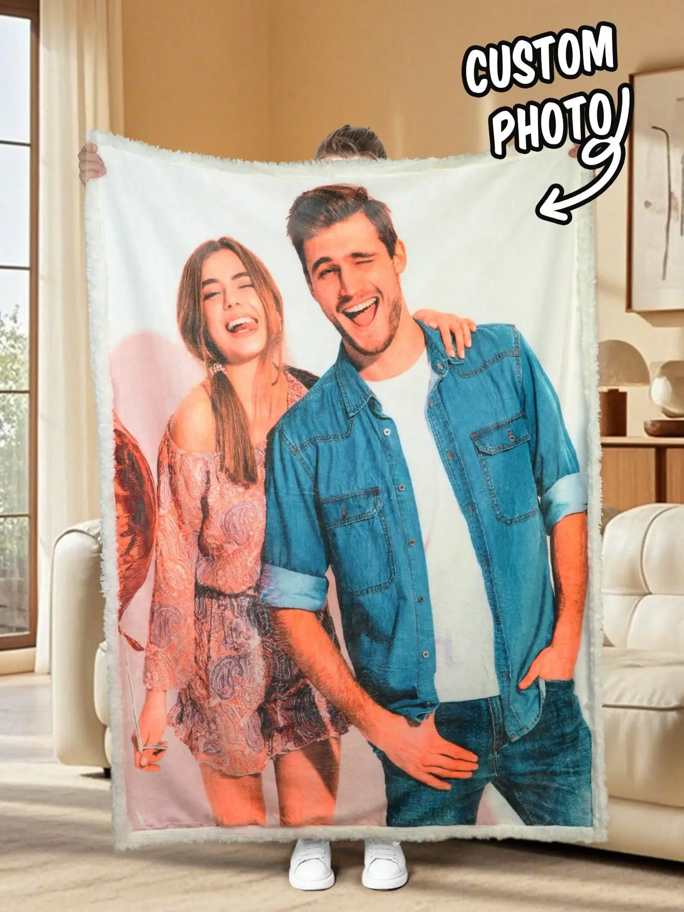 1pc Custom Photo Fleece Blanket Personalized Plush Throw 4 Styles Soft Warm Microfiber Winter Gift For Couple Family Him Her