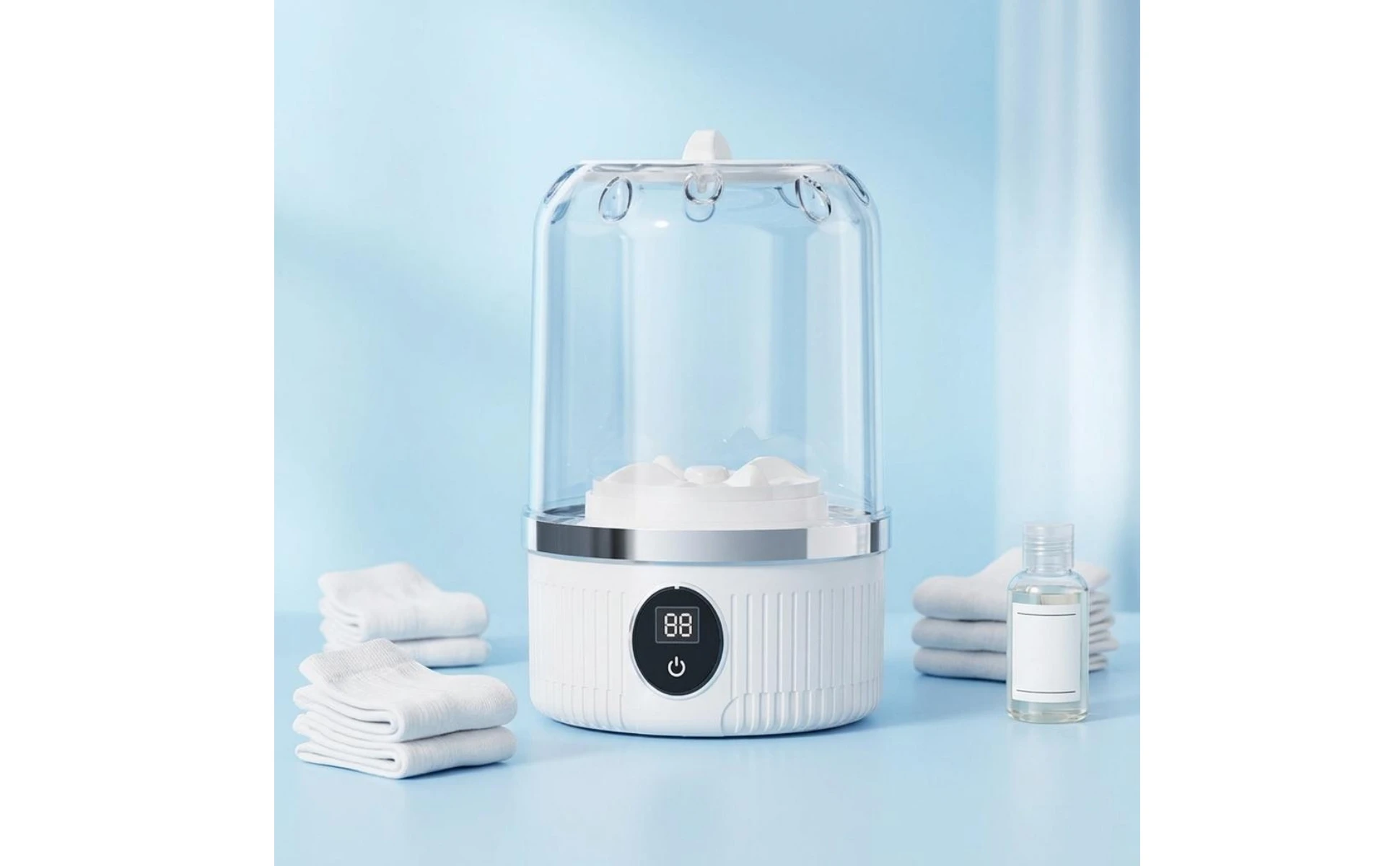 Wireless Mini Washing Machine Transparent Chamber Portable Mini Washer