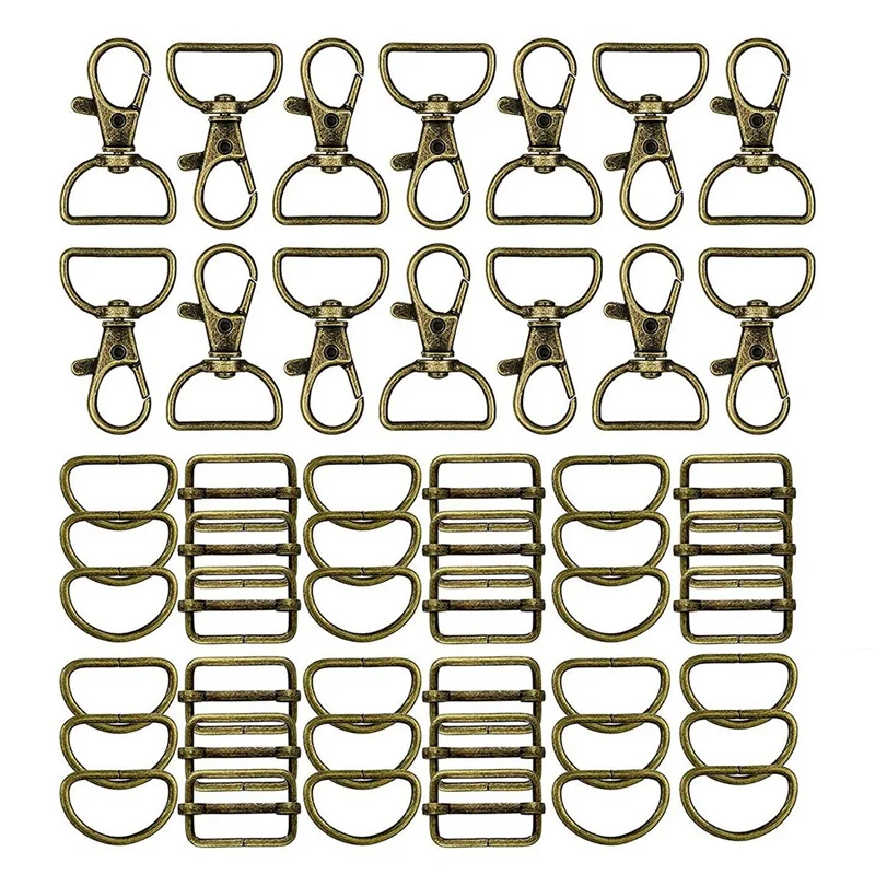 

56Pcs Keychain Hooks With D Rings Set Purse Hardware For Bag Making Lanyard Snap Hooks Swivel Clasps With Slide Buckle