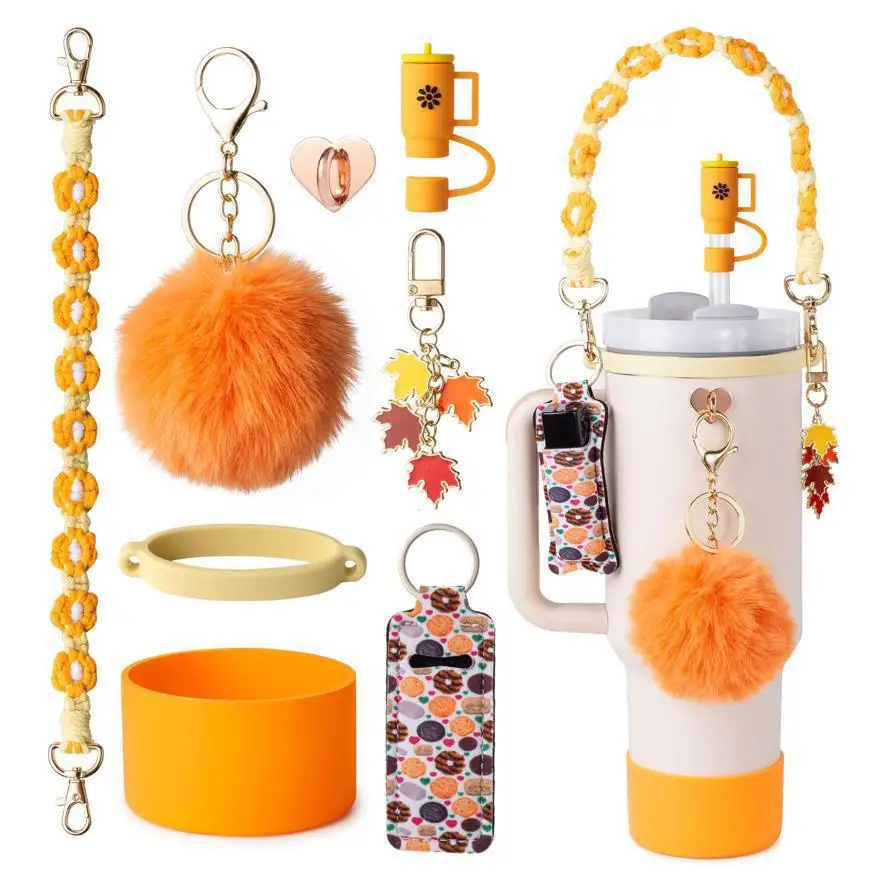 Cross-border Stanley accessories Christmas Edition Stanley Ice Cream Cup DIY Bow decoration cup sleeve Lipstick Sleeve Pom-pom