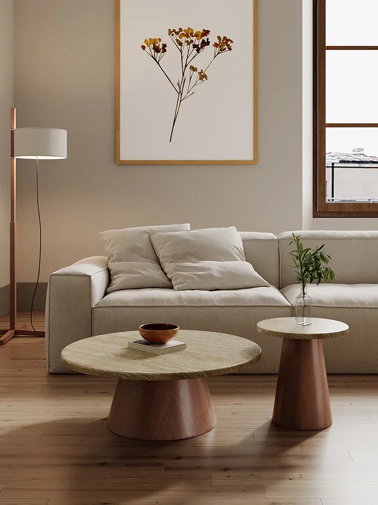 

Deposit Price Wabi-sabi Natural Travertine Combination Coffee Table Retro Simple Coffee Table B&B Living Room Home Round Sofa Si