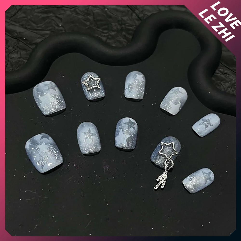 Spice girls gótico artesanal longo caixão stilettos unhas falsas metal anjo corrente bolas de aço estrelas olhos de gato diamante imprensa em unhas