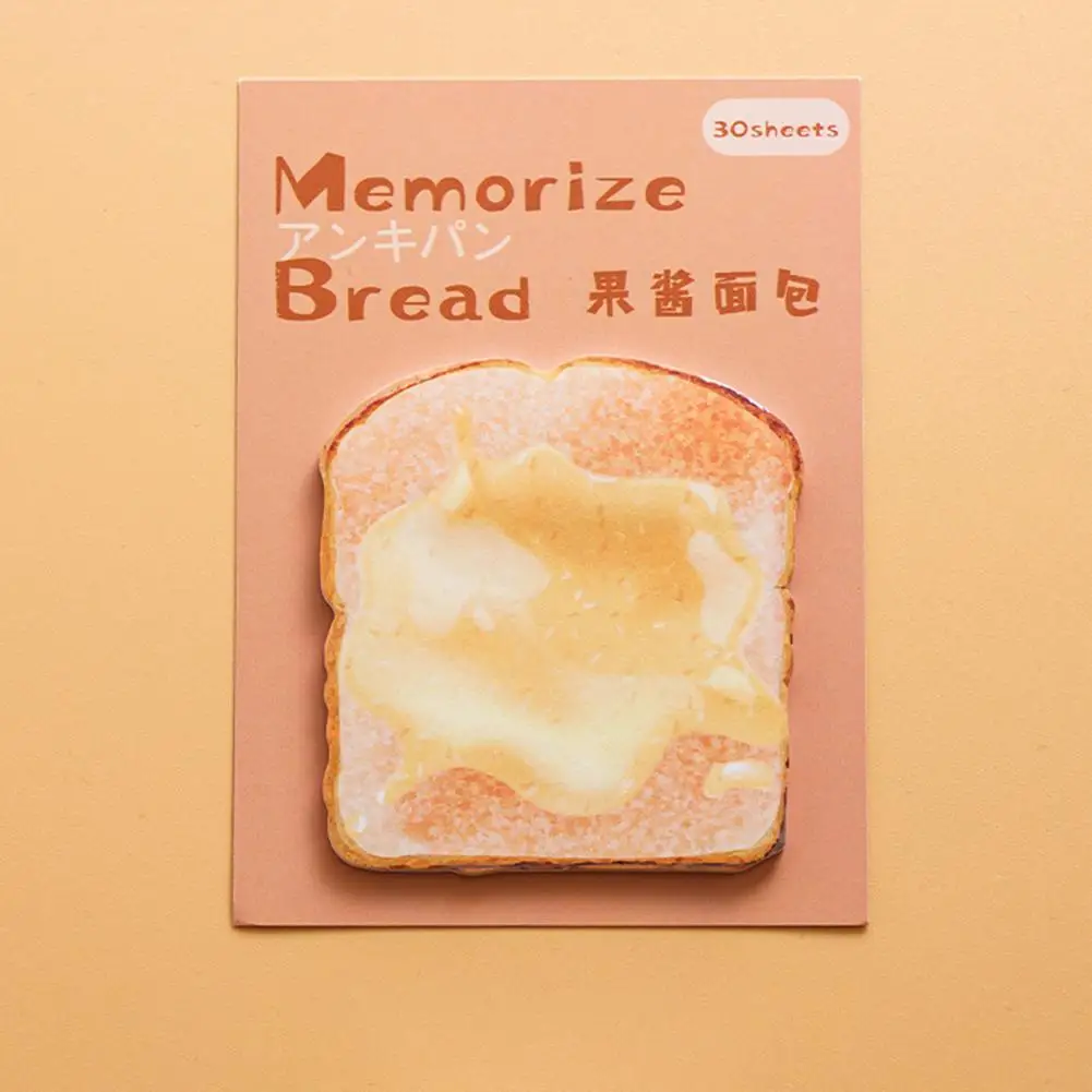 Bread-shaped Sticky Notes Loaf Sticky Notes Premium Bread Shaped Sticky Notes 30 Sheets Loaf Design Memo for Smooth for Reliable