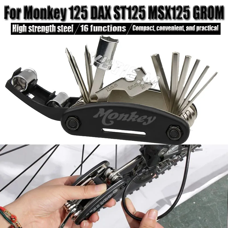 

For Monkey 125 DAX ST125 MSX125 GROM 16 in 1 Portable Socket Multipurpose Wrench Multi Tool Screwdriver Motorcycle Repair Tools