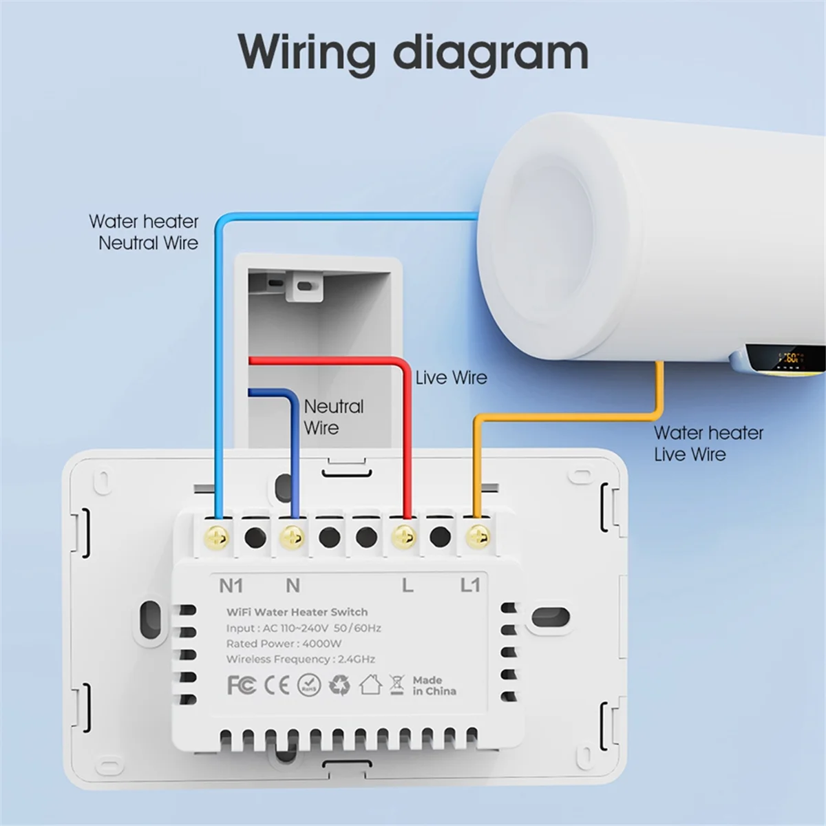 لوحة الحائط التي تعمل باللمس Tuya الذكية واي فاي سخان المياه التبديل لوحة الحائط اللمس 20A الموقت التحكم العمل المنزل الذكي للمنزل أ