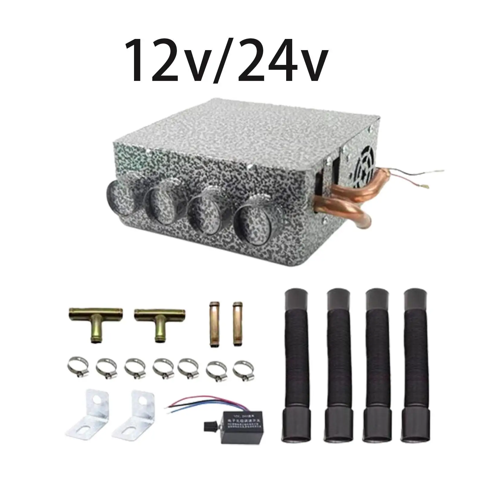 Automotive Auxiliary Heater Kit 4 Vents Windscreen Demister Easily Install Low Noise 8.2x9x4inch for Winter Iron Frame