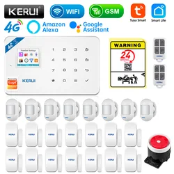 KERUI-W184 Beveiligingsalarmset, draadloze apparaten, bewegingssensor, raam, deursensor, Tuya Smart App, thuis, Wi-Fi, 4G