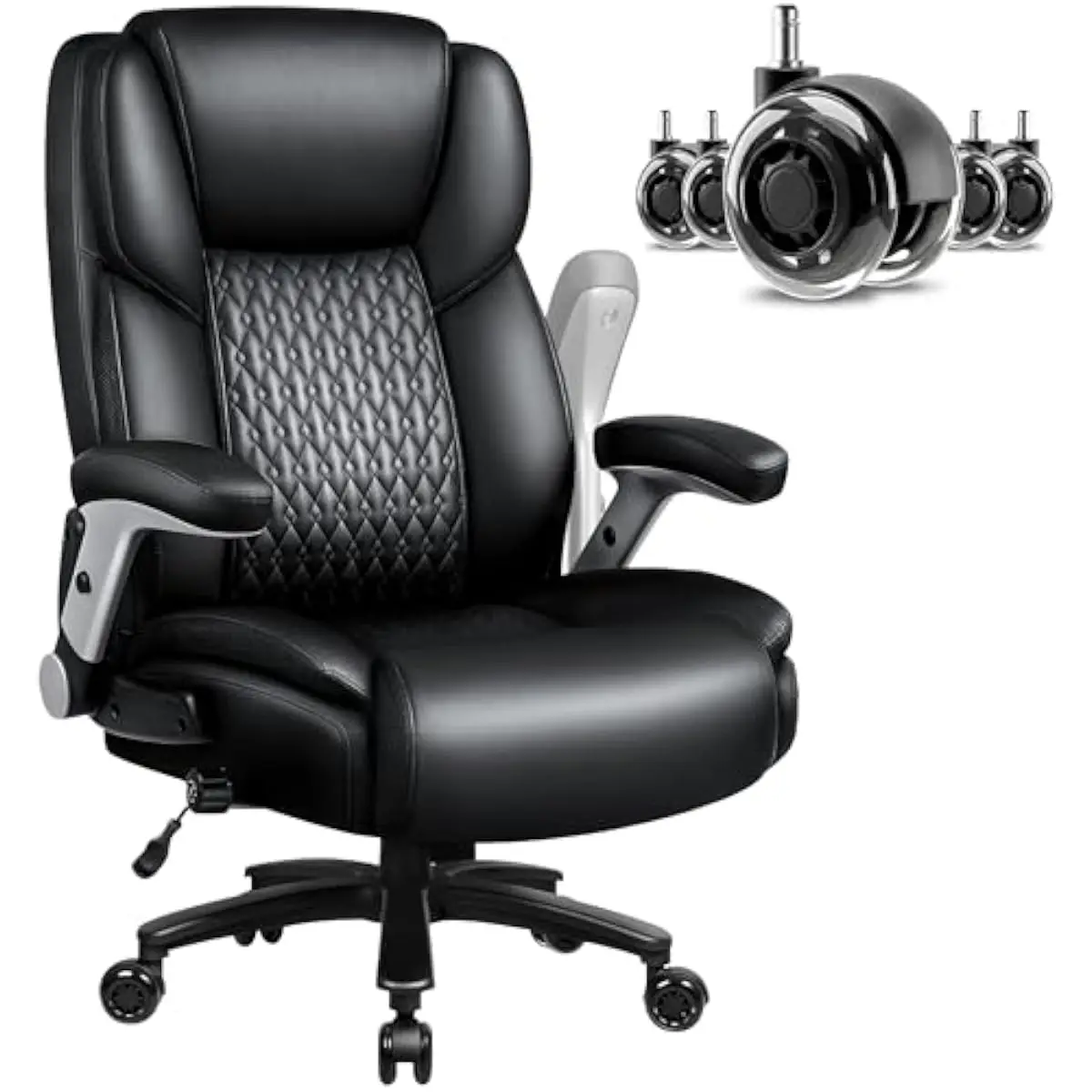 Ergonomic High-Back Executive Chair for Big and Tall Users • 600 LBS Capacity • Adjustable Lumbar Support • Padded Faux Leather