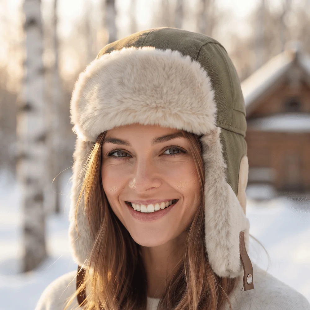 Color Block Winter Trapper Hat Fleece Lined Thick Thermal Windproof Winter Hat Wind Resistant Plush Fur Warm Earflap Cap
