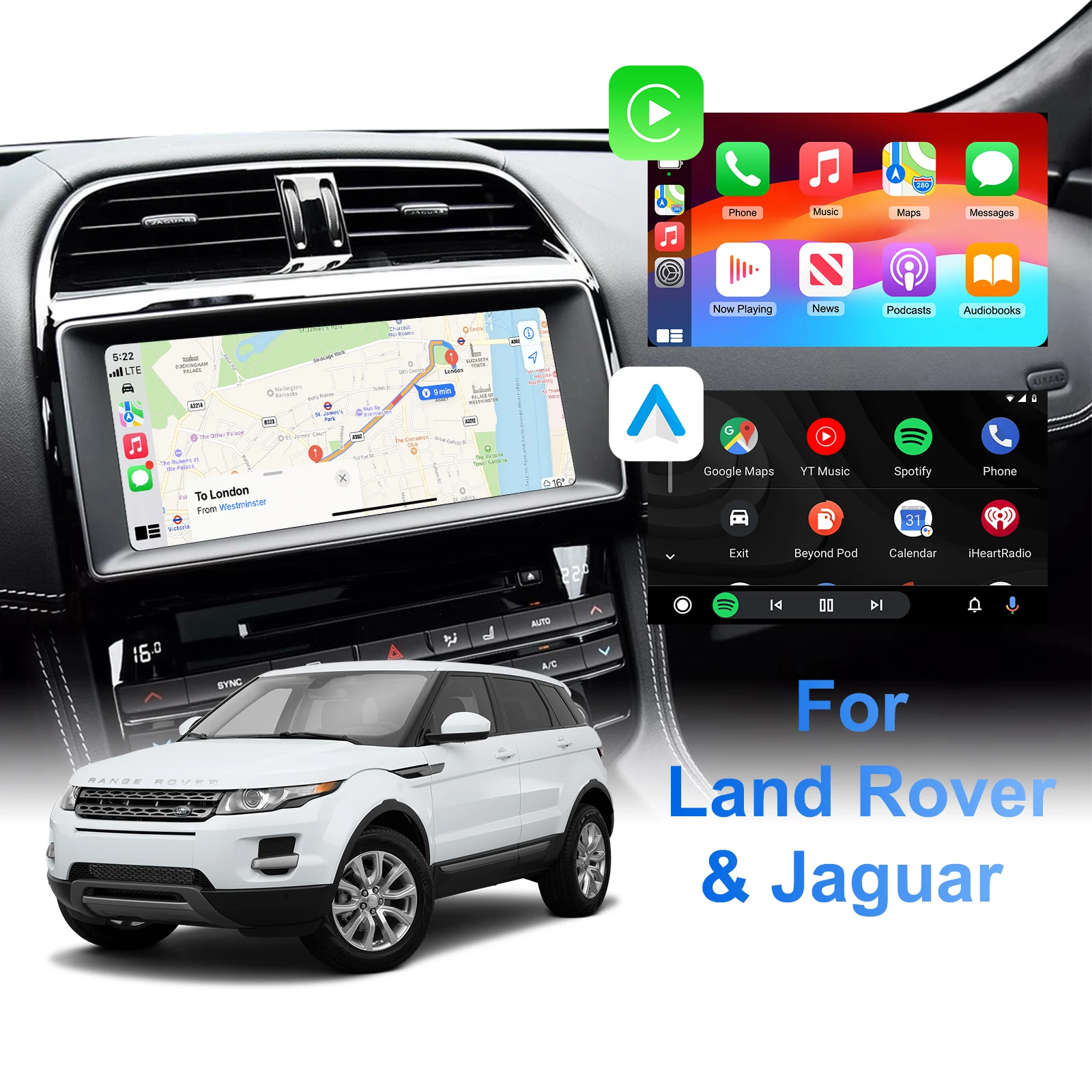 OEM Screen Upgrade Decoder Box Wireless CarPlay Android Auto Retrofit Kit for Land Rover Jaguar Ranger Rover Discovery 5 XFL