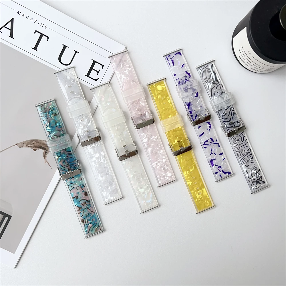 Cinturino universale stampato trasparente da 20mm 22mm per xiaomi Watch 2 2pro S1 S2 S3 cinturino per orologio ghiacciaio per Realme Watch S Sp