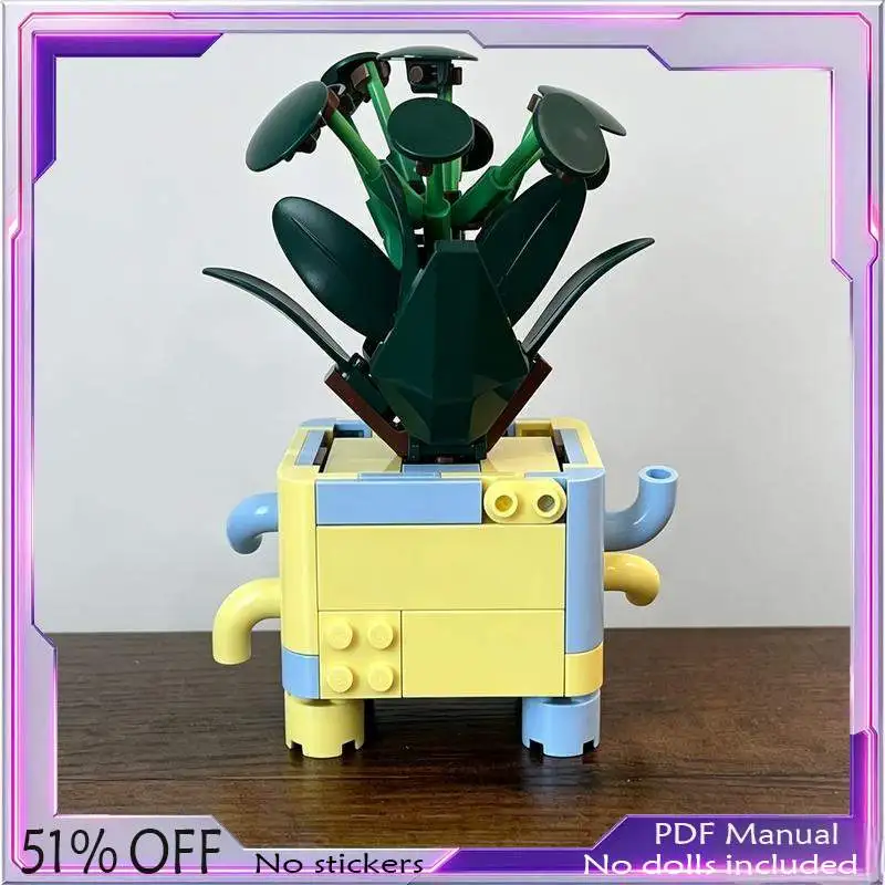 174PCS Happy Planter Building Blocks Cute Cartoon Flower Pot Model Custom Creative Assembly Toy Desk Home Decor Festival Gift