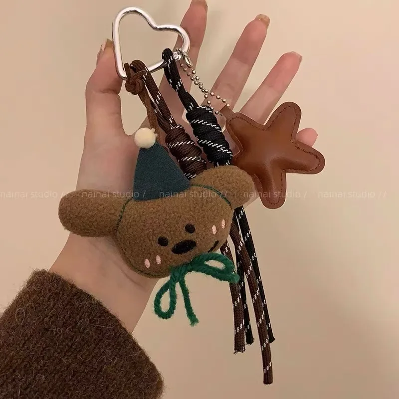 DIY keychain Christmas Bear Backpack Pendant Hand woven rope dog Multi element ornament