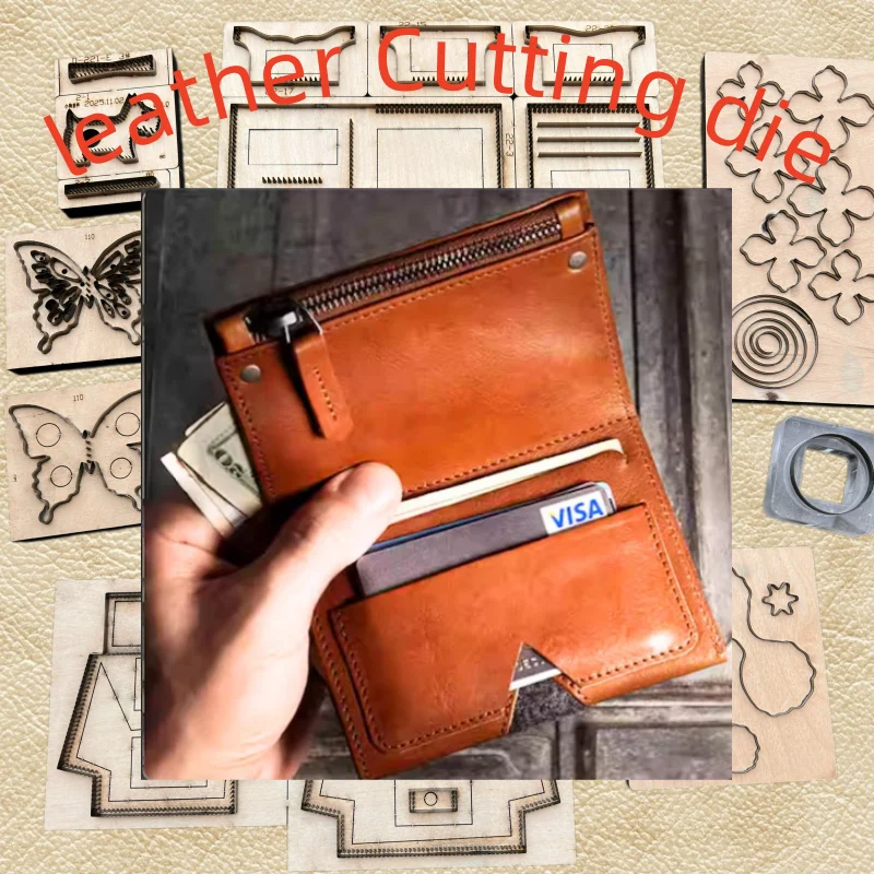 Custom Zipper Pocket Creative Bifold Purse Cutting Die Japan Steel Wooden Knife Mold DIY Handmade Leather Craft Tool