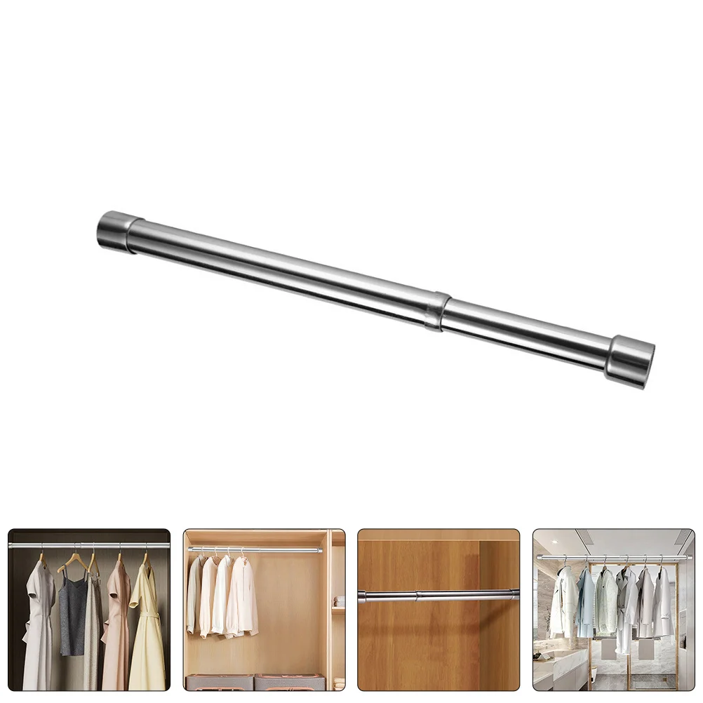 

Adjustable Telescopic Clothing Drying Rod Stainless Steel Wardrobe Pole No Drilling Easy Install Smooth Surface