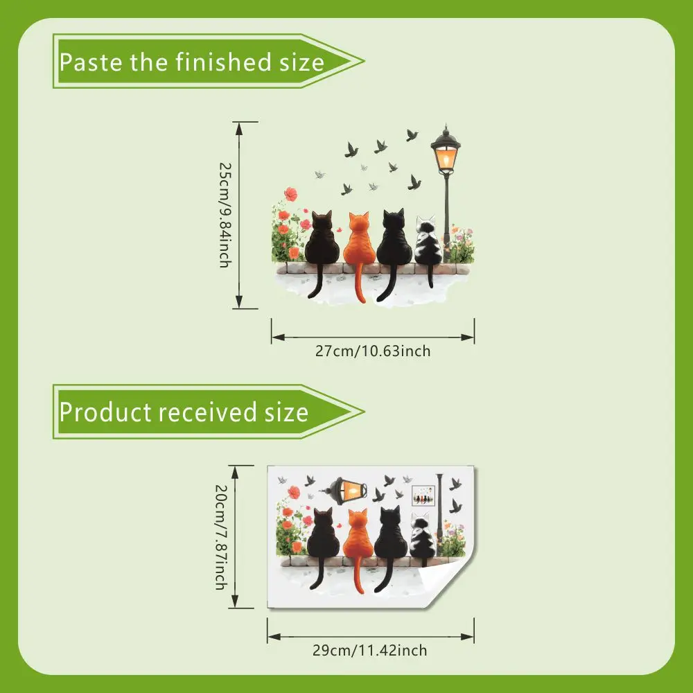 Toilet Sticker Four Kittens Back View Waterproof Self Adhesive  Decal Bathroom Toilet Seat Tank Home Decor Wall Stickers
