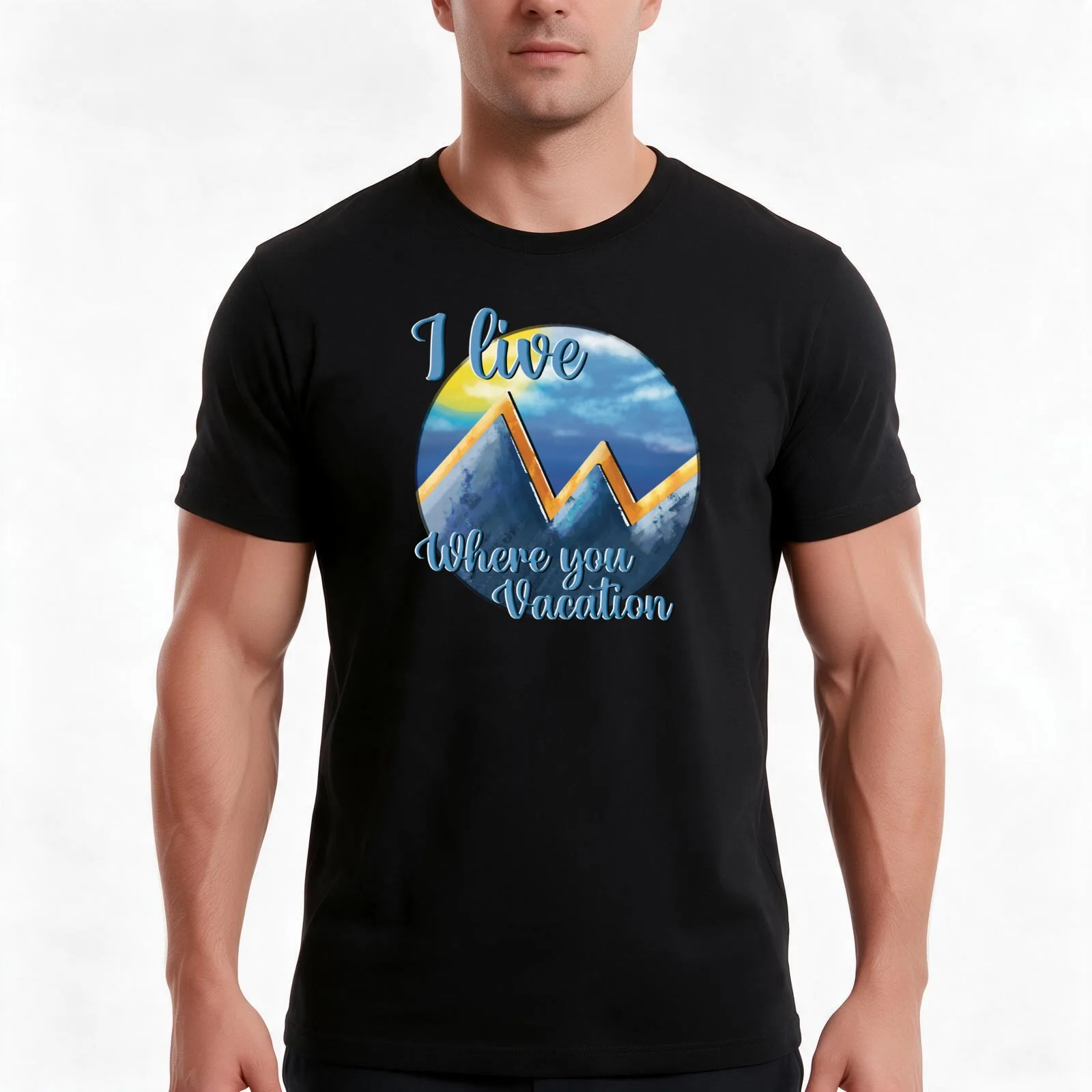 I Live Where You Vacation T-Shirt Summer Casual Cotton Tee Oversized Streetwear Tops Vintage Graphic Print Unisex Men Women