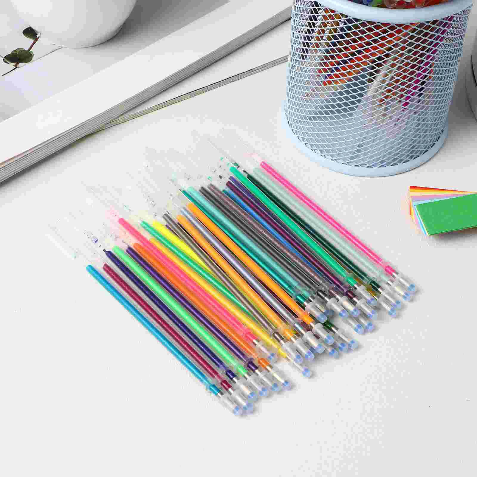 100pcs Colorful Gel Pen Refills 08mm Pen Student Stationery Office Supplies for Doodling Scrapbooking Drawing (Mi